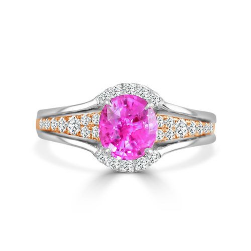 Pink Sapphire & Half Diamond One of A Kind Ring