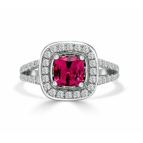 Pink Spinel All Diamond Cushion Top With Split Shank One Of A Kind Ring