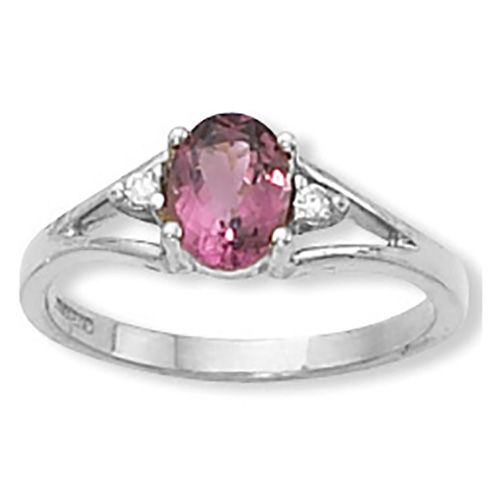 Pink Tourmaline Ring - 14K White Gold Size 10
