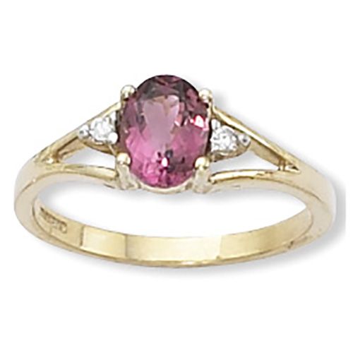 Pink Tourmaline Ring - 14K Yellow Gold Size 10