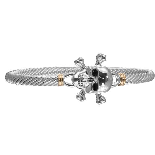 Pirate Enamel Cable Hook Bracelet - Sterling Silver & 14K 5mm 7 Inch