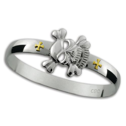 Pirate Hook Bracelet - Sterling Silver & 14K Gold 8mm 6.5 Inch
