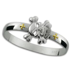 Pirate Hook Bracelet - Sterling Silver & 14K Gold 8mm 7.5 Inch