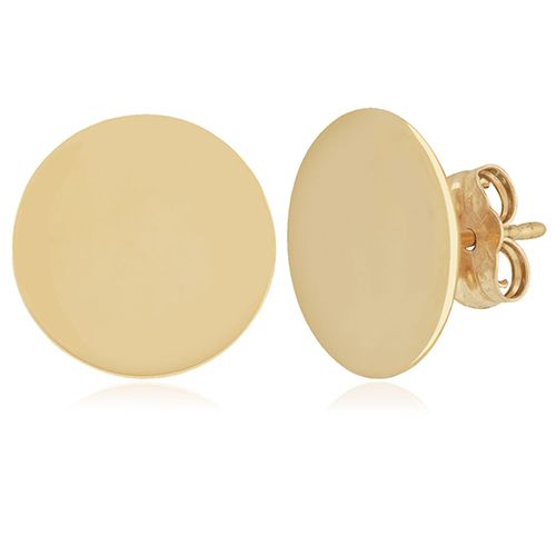 Plain Disk Earrings - 14K Yellow Gold