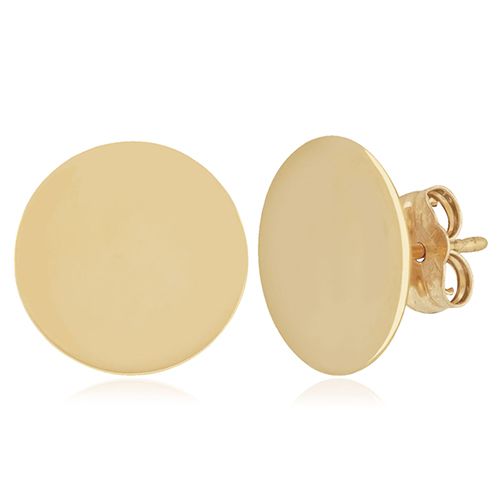 Plain Round Disk Earrings - 14K Yellow Gold
