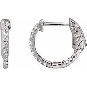 Platinum 1/4 CTW Diamond Inside-Outside 14.5 mm Hoop Earrings - 650183:136:P