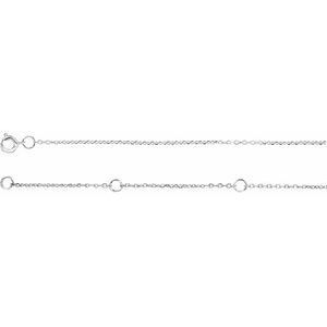 Platinum 1 mm Adjustable Diamond-Cut Cable Chain 6 1/2-7 1/2" Bracelet - CH123:60042:P