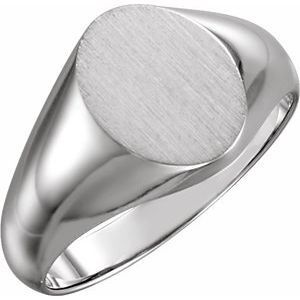 Platinum 10x8 mm Oval Signet Ring - 5758:224339:P