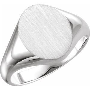 Platinum 11x9.5 mm Oval Signet Ring - 5758:224340:P