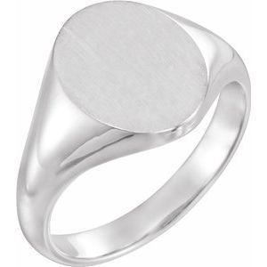 Platinum 12x10 mm Oval Signet Ring - 5543:224323:P