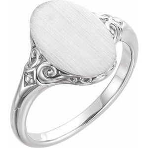Platinum 13x9 mm Oval Signet Ring - 51659:104:P