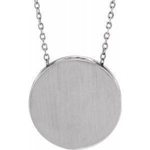 Platinum 17 mm Engravable Scroll Disc 16-18" Necklace - 86634:603:P