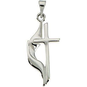 Platinum 19x10 mm Methodist Cross Pendant  - R16295:1064930:P