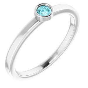 Platinum 3 mm Round Blue Zircon Ring - 71806:6244:P