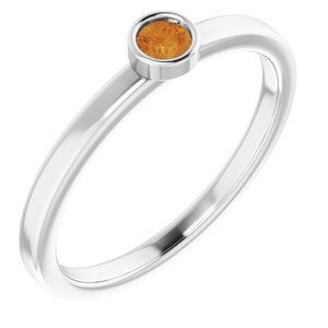 Platinum 3 mm Round Citrine Ring - 71806:6245:P
