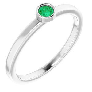 Platinum 3 mm Round Emerald Ring - 71806:6246:P