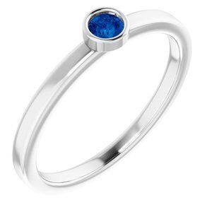 Platinum 3 mm Round Lab-Grown Blue Sapphire Ring - 71806:6237:P