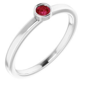 Platinum 3 mm Round Lab-Grown Ruby Ring - 71806:6239:P