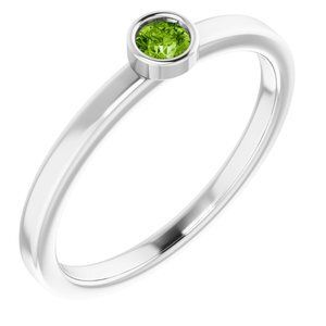 Platinum 3 mm Round Peridot Ring - 71806:6248:P