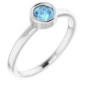Platinum 4.5 mm Round Aquamarine Ring - 71806:6323:P