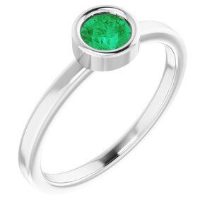 Platinum 4.5 mm Round Emerald Ring - 71806:6327:P