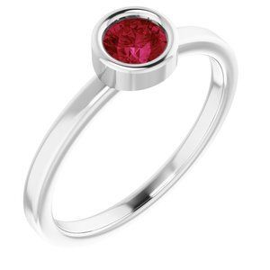 Platinum 4.5 mm Round Lab-Grown Ruby Ring - 71806:6320:P