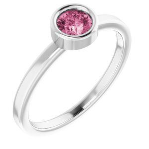 Platinum 4.5 mm Round Pink Tourmaline Ring - 71806:6330:P