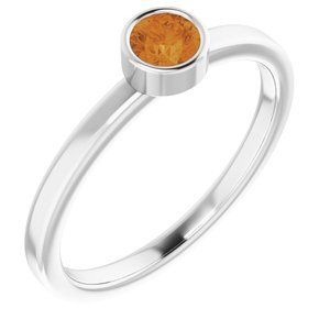 Platinum 4 mm Round Citrine Ring - 71806:6081:P