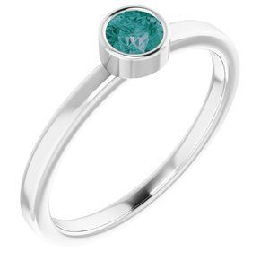 Platinum 4 mm Round Lab-Grown Alexandrite Ring - 71806:6067:P