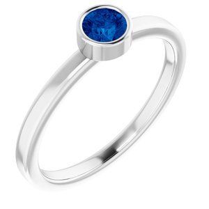 Platinum 4 mm Round Lab-Grown Blue Sapphire Ring - 71806:6077:P