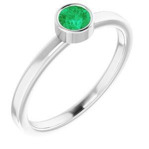 Platinum 4 mm Round Lab-Grown Emerald Ring - 71806:6063:P