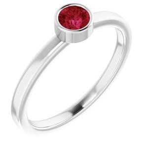 Platinum 4 mm Round Lab-Grown Ruby Ring - 71806:6071:P