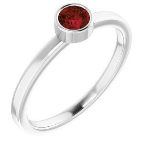 Platinum 4 mm Round Mozambique Garnet Ring - 71806:6051:P