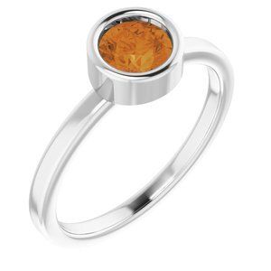 Platinum 5.5 mm Round Citrine Ring - 71806:6406:P