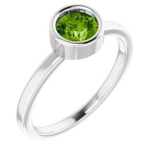Platinum 5.5 mm Round Peridot Ring - 71806:6409:P