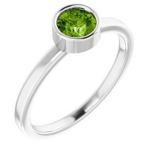 Platinum 5 mm Round Peridot Ring - 71806:6128:P