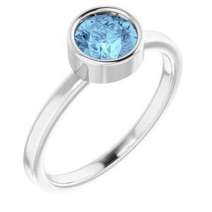 Platinum 6 mm Round Aquamarine Ring - 71806:6159:P