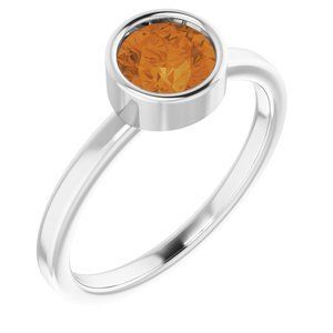 Platinum 6 mm Round Citrine Ring - 71806:6181:P