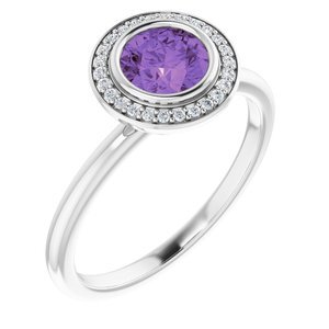 Platinum Amethyst & .06 CTW Diamond Ring  - 71862:60003:P