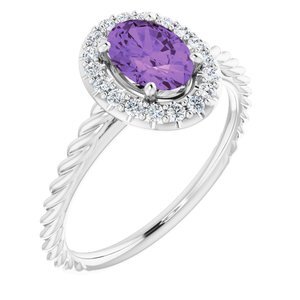 Platinum Amethyst & 1/6 CTW Diamond Ring   - 72014:6011:P