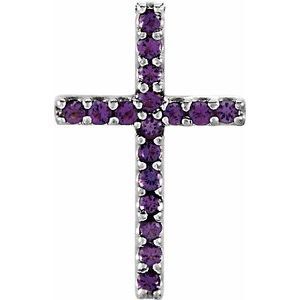 Platinum Amethyst Petite Cross Pendant  - R42147:60023:P