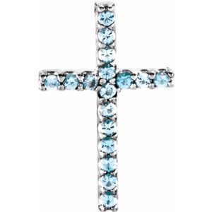 Platinum Aquamarine Cross Pendant      - R42147:60027:P