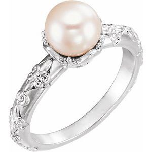 Platinum Freshwater Cultured Pearl & .025 CTW Diamond Ring - 6498:603:P