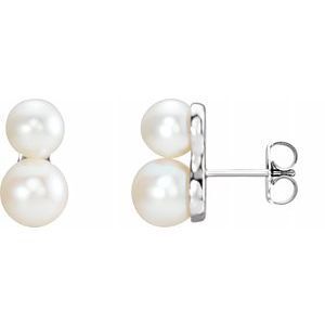Platinum Freshwater Cultured Pearl Ear Climbers   - 86718:603:P
