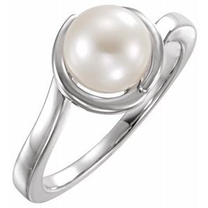 Platinum Freshwater Cultured Pearl Ring - 6481:6005:P
