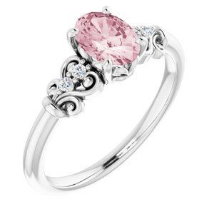 Platinum Morganite & .04 CTW Diamond Ring  - 71913:60008:P