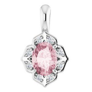 Platinum Morganite & .07 CTW Diamond Pendant  - 86762:6003:P