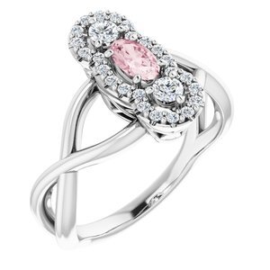 Platinum Morganite & 1/4 CTW Diamond Ring   - 71947:60008:P