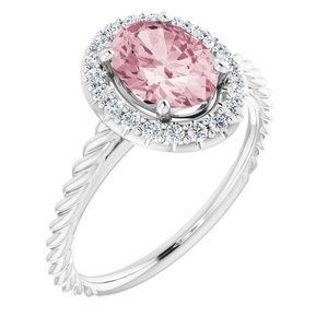 Platinum Morganite & 1/6 CTW Diamond Ring     - 72014:6003:P