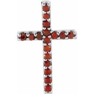 Platinum Mozambique Garnet Petite Cross Pendant    - R42147:60019:P